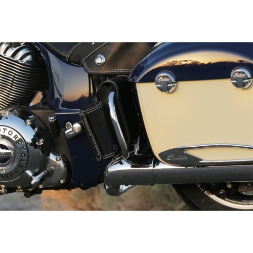 Indian Motorcycle Geanta din piele naturala pentru bara de autostrada din spate - Black